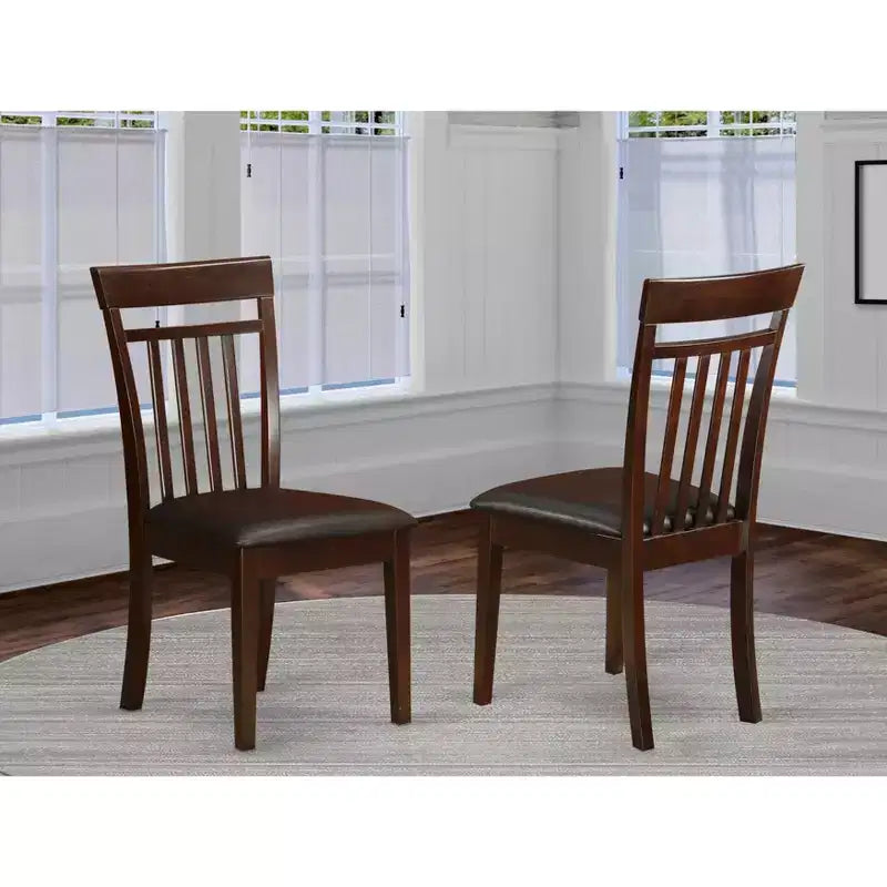 HomeStock Modern Marvel Slat Back Dining Chair Mahogany Wood Seat