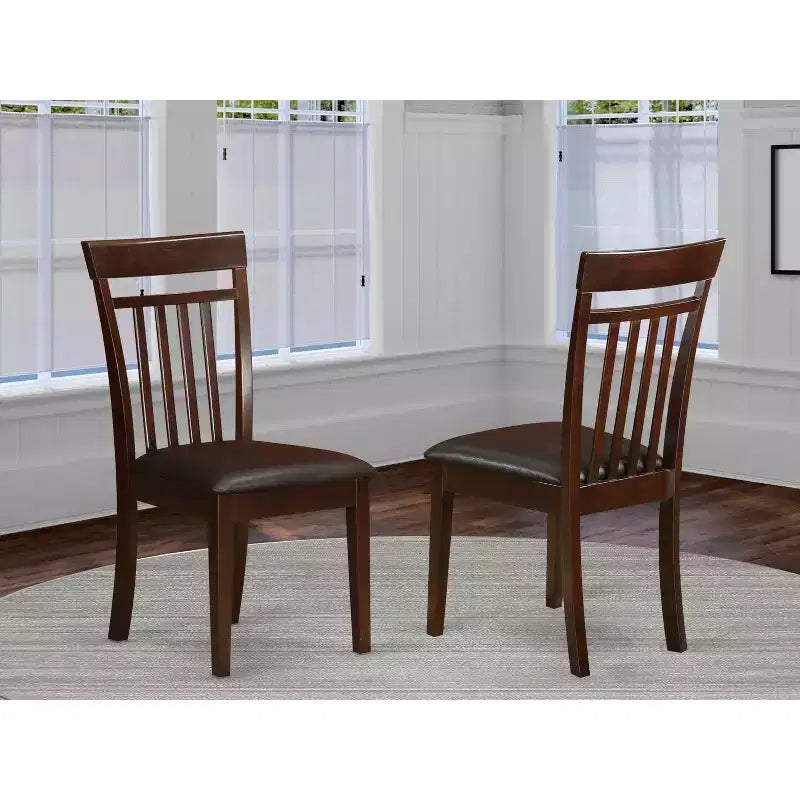 HomeStock Modern Marvel Slat Back Dining Chair Mahogany Wood Seat