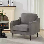 Mid-Century Modern Accent Chair with High Back, Linen Upholstered Armchair for Living Room, Bedroom or Study, Compact Comfort Reading Chair