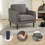 Poltrona d'accento Mid-Century Modern con schienale alto, poltrona imbottita in lino per soggiorno, camera da letto o studio, sedia da lettura compatta e confortevole