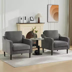 Poltrona d'accento Mid-Century Modern con schienale alto, poltrona imbottita in lino per soggiorno, camera da letto o studio, sedia da lettura compatta e confortevole