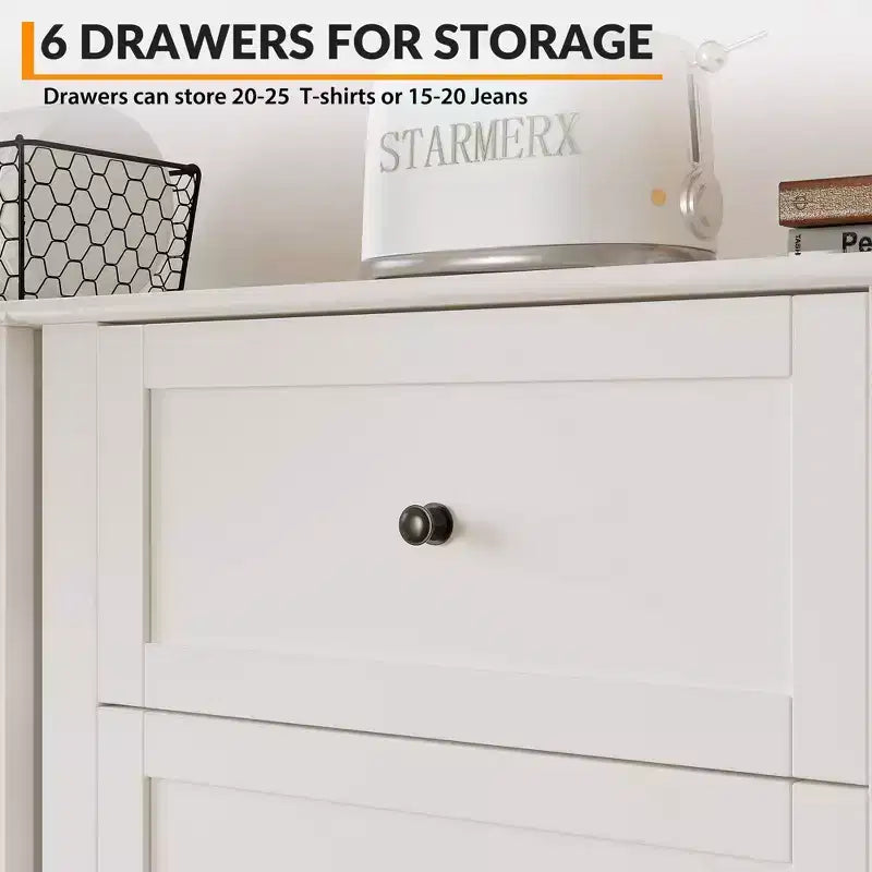 6-Drawer Dresser TV Stand for 48 TVs, Modern Wood Chest for Bedroom, Living Room & Hallway