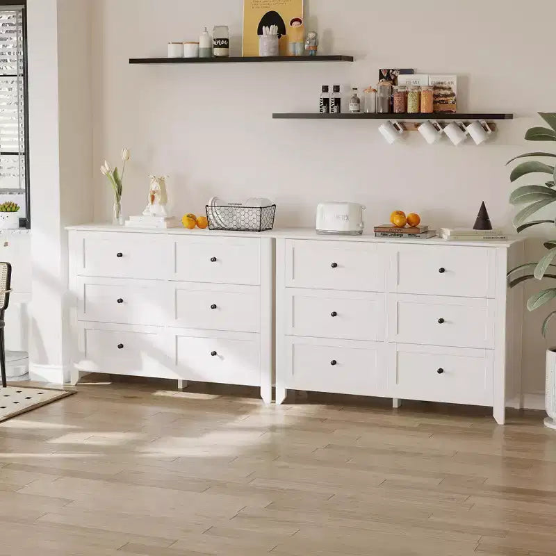 6-Drawer Dresser TV Stand for 48 TVs, Modern Wood Chest for Bedroom, Living Room & Hallway