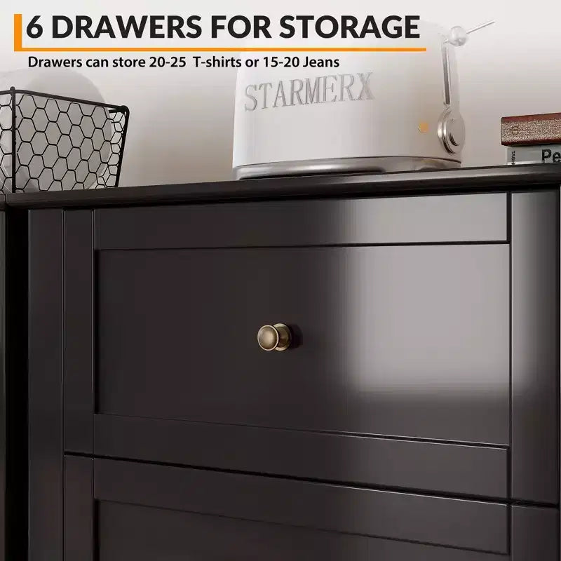 6-Drawer Dresser TV Stand for 48 TVs, Modern Wood Chest for Bedroom, Living Room & Hallway