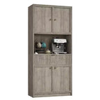 Tall Pantry Cabinet with Microwave Shelf & Drawer, 70 Kitchen Hutch Storage Cabinet with Doors, Fluted Freestanding Cupboard, for Dining Room