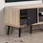 Kings Brand Furniture Nathan 3-Piece Living Room Set with TV Stand, Coffee Table & End Table, Modern Storage & Organization, Oak/Black Finish