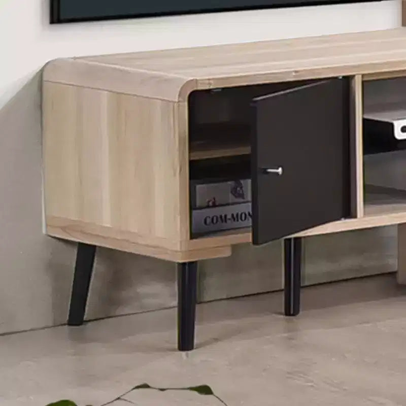 Kings Brand Furniture Nathan 3-Piece Living Room Set with TV Stand, Coffee Table & End Table, Modern Storage & Organization, Oak/Black Finish