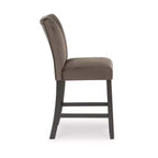 Signature Design by Ashley Zendalia Upholstered Counter Height Bar Stools - Set of 2, Mocha Brown Velvet with Channel Stitching