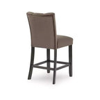 Signature Design by Ashley Zendalia Upholstered Counter Height Bar Stools - Set of 2, Mocha Brown Velvet with Channel Stitching