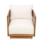 Christopher Knight Home Grath Patio Mid-Century Modern Acacia Wood Textilene Club Chair with Thick Cushion