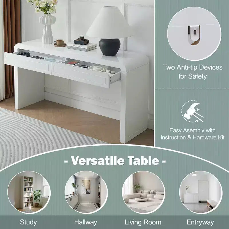 Christopher Knight Home Alira, Consolle moderna curva con 2 cassetti