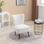 Modern Boucle Armless Accent Chair with Foam Upholstery, Rubber Wood Legs  Stylish and Comfortable Chair for Living Room, Office Bedroom