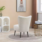 Moderna sedia di design senza braccioli in tessuto bouclé con imbottitura in schiuma e gambe in legno di caucciù – Sedia elegante e confortevole per salotto, ufficio e camera da letto