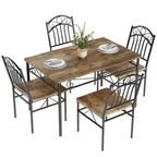 Dining Table Set of 4,Retro Industrial Dining Table & Chairs,Wood Table Chairs Set for Small Space,Breakfast Nook,1 Table + 4 Chairs (Rustic Brown)