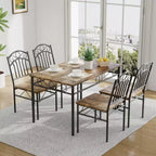 Dining Table Set of 4,Retro Industrial Dining Table & Chairs,Wood Table Chairs Set for Small Space,Breakfast Nook,1 Table + 4 Chairs (Rustic Brown)