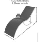 Acekool 2-Piece Aluminum Chaise Lounge Set - Textilene Poolside Chairs with Ergonomic Support