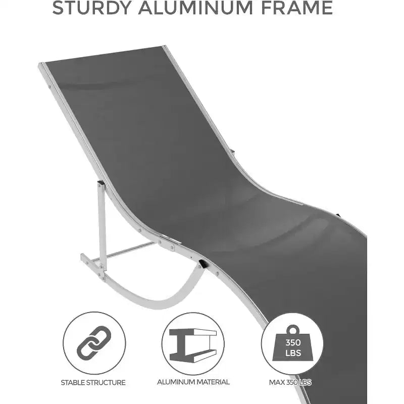 Acekool 2-Piece Aluminum Chaise Lounge Set - Textilene Poolside Chairs with Ergonomic Support