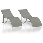 Acekool 2-Piece Aluminum Chaise Lounge Set - Textilene Poolside Chairs with Ergonomic Support