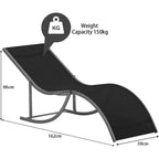 Acekool 2-Piece Aluminum Chaise Lounge Set - Textilene Poolside Chairs with Ergonomic Support