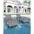 Acekool 2-Piece Aluminum Chaise Lounge Set - Textilene Poolside Chairs with Ergonomic Support