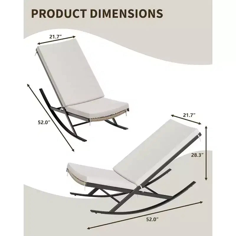 Acekool 2-Piece Rattan Rocking Chair Set - Outdoor Lounge Chairs with Cushions for Porch & Patio