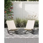 Acekool 2-Piece Rattan Rocking Chair Set - Outdoor Lounge Chairs with Cushions for Porch & Patio