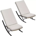 Acekool 2-Piece Rattan Rocking Chair Set - Outdoor Lounge Chairs with Cushions for Porch & Patio