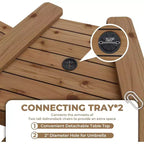 Acekool Bar Height Adirondack Chairs Set of 2 with Connecting Tray, Natural Wood Elevated Patio Chairs for Deck & Backyard