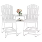 Acekool Bar Height Adirondack Chairs Set of 2 with Connecting Tray, Natural Wood Elevated Patio Chairs for Deck & Backyard