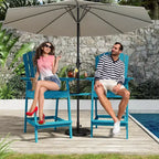 Acekool Bar Height Adirondack Chairs Set of 2 with Connecting Tray, Natural Wood Elevated Patio Chairs for Deck & Backyard