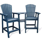 Acekool Recycled Poly Barstool Adirondack Set - 2 Weatherproof Chairs with Connecting Tray