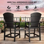Acekool Recycled Poly Barstool Adirondack Set - 2 Weatherproof Chairs with Connecting Tray