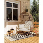 Acekool 360 Swivel Egg Chair with Cushion - PE Rattan Lounge Chair for Indoor/Outdoor Use