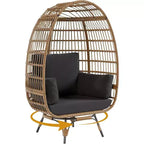 Acekool 360 Swivel Egg Chair with Cushion - PE Rattan Lounge Chair for Indoor/Outdoor Use