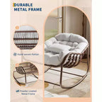 Sedia a dondolo oversize in vimini Acekool - Seduta sontuosa in stile Papasan per uso interno ed esterno