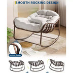 Sedia a dondolo oversize in vimini Acekool - Seduta sontuosa in stile Papasan per uso interno ed esterno