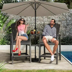 Acekool Recycled Poly Adirondack Bar Chair Set - 4 Weatherproof Tall Chairs with 2 Connecting Trays,Grey