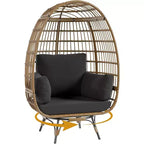 Acekool 360 Swivel Egg Chair with Cushions - Indoor/Outdoor Rattan Lounge Chair for Patio & Living Room