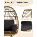 Acekool 360 Swivel Egg Chair with Cushions - Indoor/Outdoor Rattan Lounge Chair for Patio & Living Room