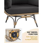 Acekool 360 Swivel Egg Chair with Cushions - Indoor/Outdoor Rattan Lounge Chair for Patio & Living Room
