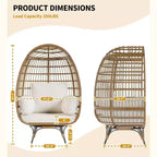 Acekool 360 Swivel Egg Chair with Cushions - Indoor/Outdoor Rattan Lounge Chair for Patio & Living Room