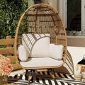 Acekool 360 Swivel Egg Chair with Cushions - Indoor/Outdoor Rattan Lounge Chair for Patio & Living Room