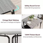 3 Piece Dining Table Set for 2, Small Wooden Kitchen Table w/Storage, Farmhouse Square Dinette Set for Dining Room, Apartment, Small Space