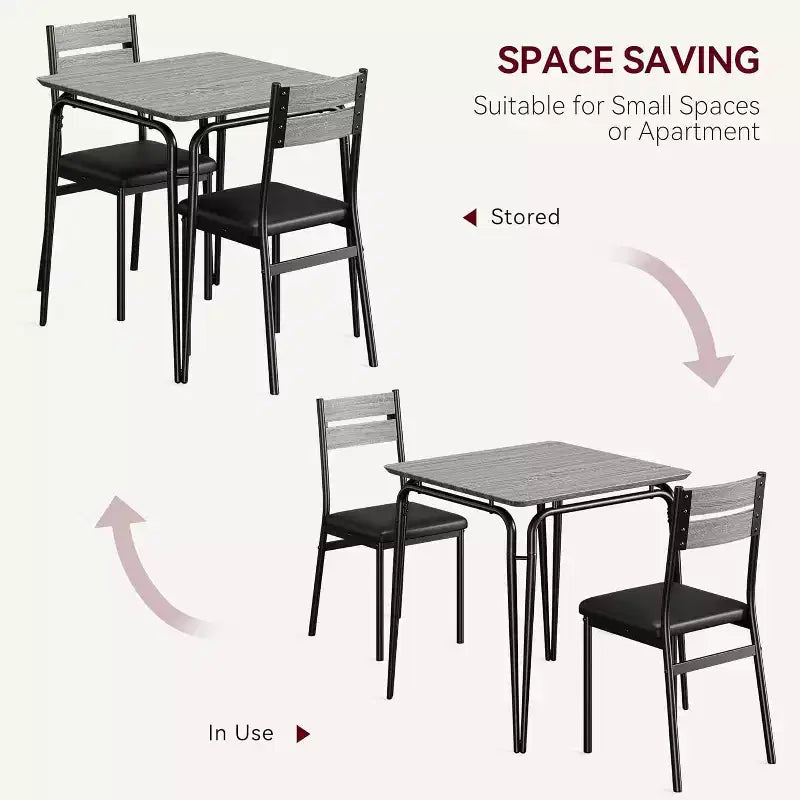 3 Piece Dining Table Set for 2, Small Wooden Kitchen Table w/Storage, Farmhouse Square Dinette Set for Dining Room, Apartment, Small Space