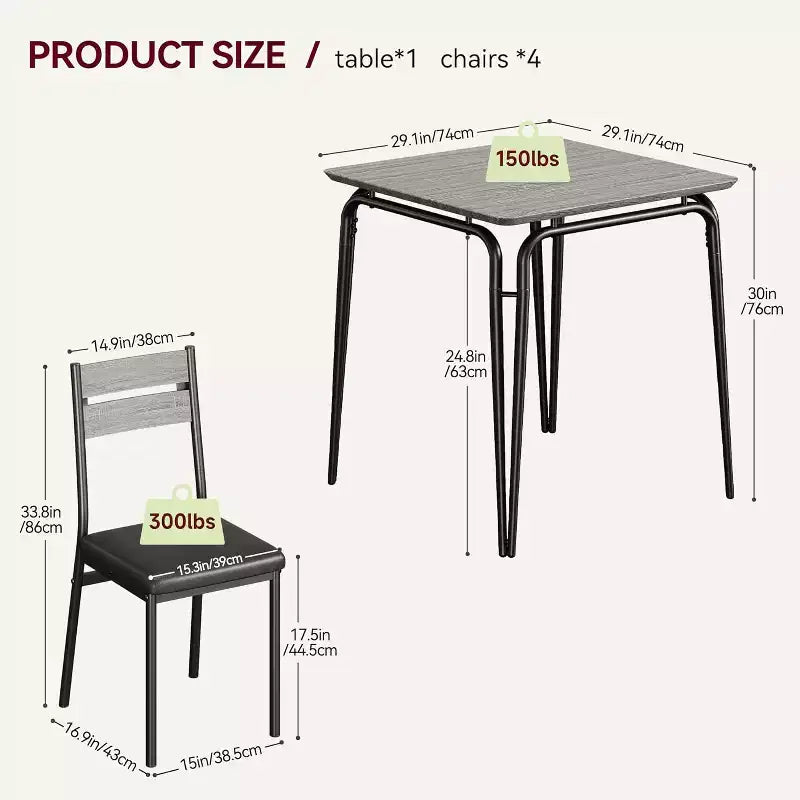 3 Piece Dining Table Set for 2, Small Wooden Kitchen Table w/Storage, Farmhouse Square Dinette Set for Dining Room, Apartment, Small Space