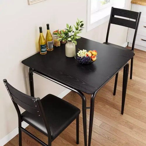 Set da pranzo 3 pezzi per 2 persone, piccolo tavolo da cucina in legno con spazio contenitivo, set dinette quadrato stile rustico per sala da pranzo, appartamento, spazi ridotti