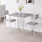 3 Piece Dining Table Set for 2, Small Wooden Kitchen Table w/Storage, Farmhouse Square Dinette Set for Dining Room, Apartment, Small Space