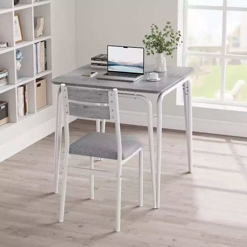 3 Piece Dining Table Set for 2, Small Wooden Kitchen Table w/Storage, Farmhouse Square Dinette Set for Dining Room, Apartment, Small Space