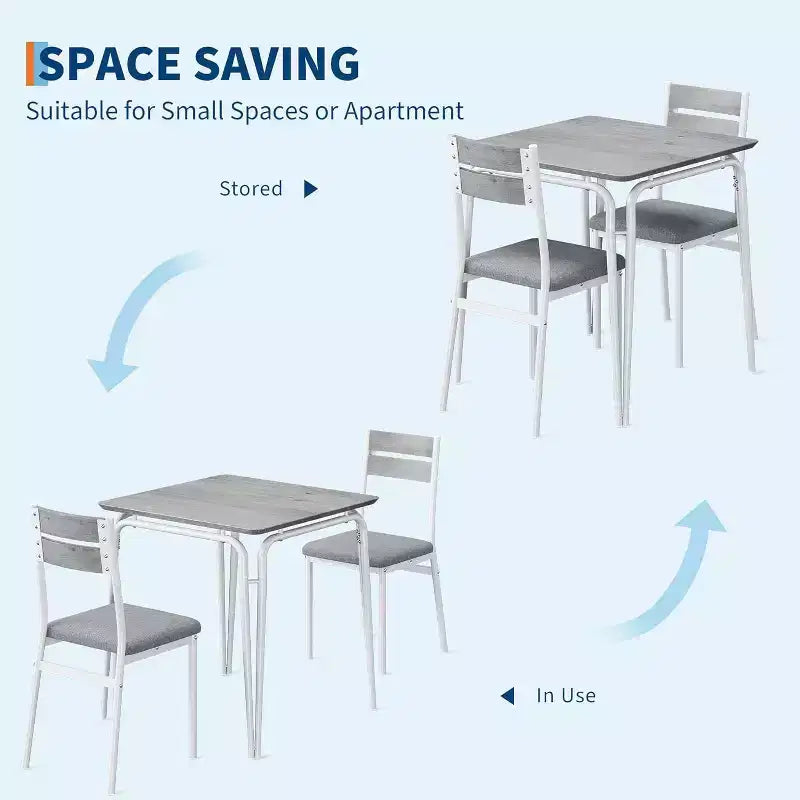 3 Piece Dining Table Set for 2, Small Wooden Kitchen Table w/Storage, Farmhouse Square Dinette Set for Dining Room, Apartment, Small Space