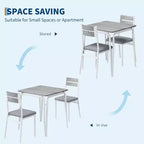 3 Piece Dining Table Set for 2, Small Wooden Kitchen Table w/Storage, Farmhouse Square Dinette Set for Dining Room, Apartment, Small Space